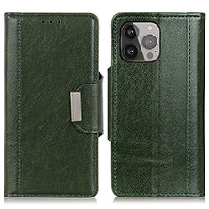 Leather Case Stands Flip Cover A03 Holder for Apple iPhone 14 Pro Max Green