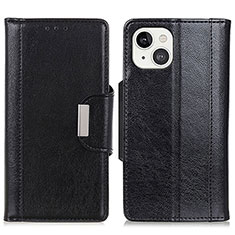 Leather Case Stands Flip Cover A03 Holder for Apple iPhone 15 Black