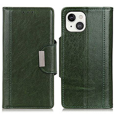 Leather Case Stands Flip Cover A03 Holder for Apple iPhone 15 Green