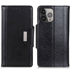 Leather Case Stands Flip Cover A03 Holder for Apple iPhone 16 Pro Max Black