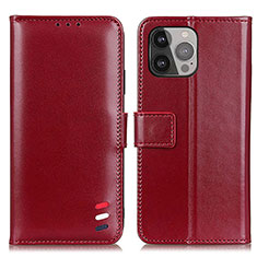 Leather Case Stands Flip Cover A04 Holder for Apple iPhone 13 Pro Max Red