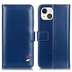 Leather Case Stands Flip Cover A04 Holder for Apple iPhone 14 Plus Blue