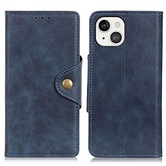 Leather Case Stands Flip Cover A05 Holder for Apple iPhone 14 Blue