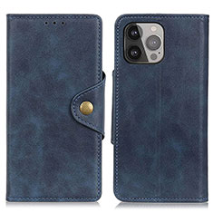 Leather Case Stands Flip Cover A05 Holder for Apple iPhone 14 Pro Blue