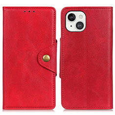 Leather Case Stands Flip Cover A05 Holder for Apple iPhone 14 Red