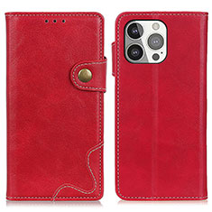 Leather Case Stands Flip Cover A06 Holder for Apple iPhone 13 Pro Red