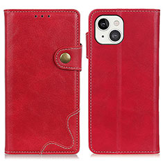 Leather Case Stands Flip Cover A06 Holder for Apple iPhone 14 Red