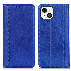 Leather Case Stands Flip Cover A08 Holder for Apple iPhone 15 Blue