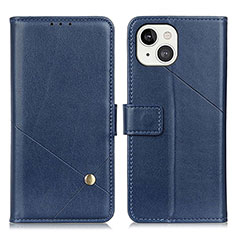 Leather Case Stands Flip Cover A09 Holder for Apple iPhone 14 Blue