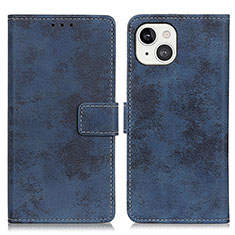 Leather Case Stands Flip Cover A10 Holder for Apple iPhone 14 Blue