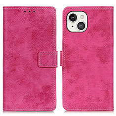 Leather Case Stands Flip Cover A10 Holder for Apple iPhone 15 Hot Pink