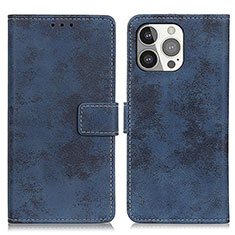 Leather Case Stands Flip Cover A10 Holder for Apple iPhone 15 Pro Blue