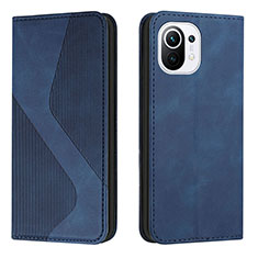 Leather Case Stands Flip Cover C02 Holder for Xiaomi Mi 11 Lite 4G Blue