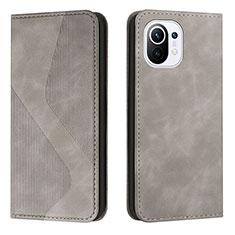 Leather Case Stands Flip Cover C02 Holder for Xiaomi Mi 11 Lite 4G Gray