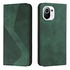 Leather Case Stands Flip Cover C02 Holder for Xiaomi Mi 11 Lite 4G Green