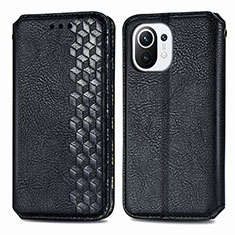 Leather Case Stands Flip Cover C04 Holder for Xiaomi Mi 11 Lite 4G Black