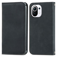 Leather Case Stands Flip Cover C05 Holder for Xiaomi Mi 11 Lite 5G NE Black