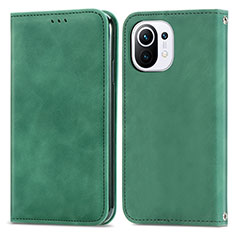 Leather Case Stands Flip Cover C05 Holder for Xiaomi Mi 11 Lite 5G NE Green