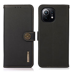 Leather Case Stands Flip Cover C07 Holder for Xiaomi Mi 11 Lite 5G Black