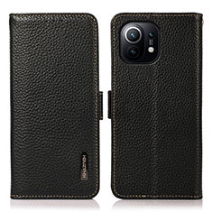 Leather Case Stands Flip Cover C08 Holder for Xiaomi Mi 11 Lite 5G Black