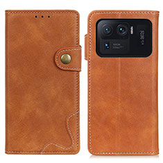Leather Case Stands Flip Cover D01Y Holder for Xiaomi Mi 11 Ultra 5G Brown