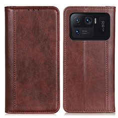 Leather Case Stands Flip Cover D03Y Holder for Xiaomi Mi 11 Ultra 5G Brown