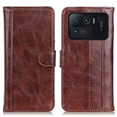 Leather Case Stands Flip Cover D07Y Holder for Xiaomi Mi 11 Ultra 5G Brown