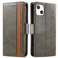 Leather Case Stands Flip Cover F03 Holder for Apple iPhone 13 Gray