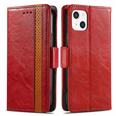 Leather Case Stands Flip Cover F03 Holder for Apple iPhone 15 Red