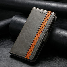 Leather Case Stands Flip Cover F04 Holder for Apple iPhone 13 Pro Max Gray