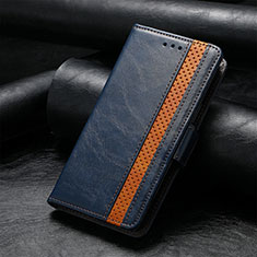 Leather Case Stands Flip Cover F04 Holder for Apple iPhone 15 Blue