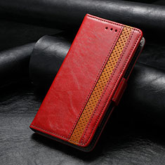 Leather Case Stands Flip Cover F04 Holder for Apple iPhone 15 Pro Red