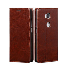 Leather Case Stands Flip Cover for Huawei GR5 Brown