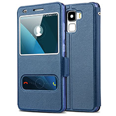 Leather Case Stands Flip Cover for Huawei Honor 7 Blue