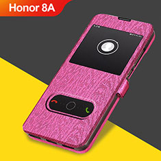 Leather Case Stands Flip Cover for Huawei Honor 8A Hot Pink