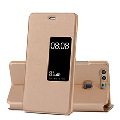 Leather Case Stands Flip Cover for Huawei P9 Plus Gold