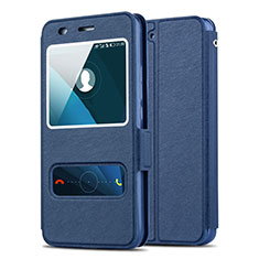 Leather Case Stands Flip Cover for Huawei Y6 Blue