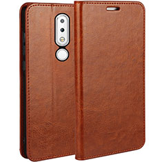 Leather Case Stands Flip Cover for Nokia 6.1 Plus Orange