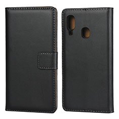 Leather Case Stands Flip Cover for Samsung Galaxy A20e Black