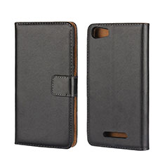 Leather Case Stands Flip Cover for Wiko Lenny 2 Black