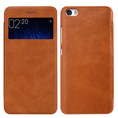 Leather Case Stands Flip Cover for Xiaomi Mi 5 Brown