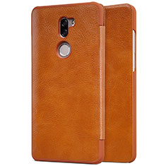 Leather Case Stands Flip Cover for Xiaomi Mi 5S Plus Brown