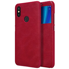 Leather Case Stands Flip Cover for Xiaomi Mi A2 Red