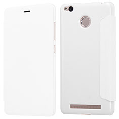 Leather Case Stands Flip Cover for Xiaomi Redmi 3 High Edition White