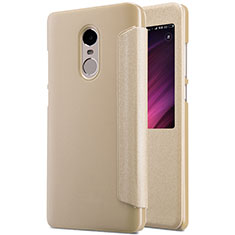 Leather Case Stands Flip Cover for Xiaomi Redmi Note 4 Standard Edition Gold