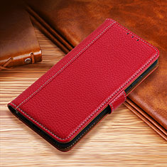 Leather Case Stands Flip Cover H01 Holder for Apple iPhone 14 Pro Max Red