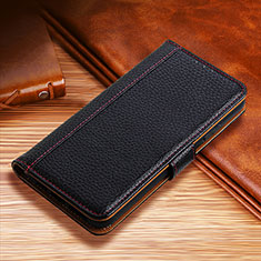 Leather Case Stands Flip Cover H01 Holder for Apple iPhone 15 Pro Max Black