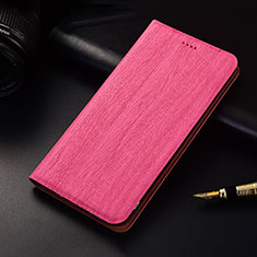 Leather Case Stands Flip Cover H02 Holder for Apple iPhone 15 Plus Hot Pink