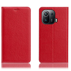 Leather Case Stands Flip Cover H02P Holder for Xiaomi Mi 11 Pro 5G Red
