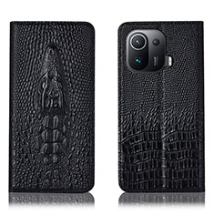 Leather Case Stands Flip Cover H03P Holder for Xiaomi Mi 11 Pro 5G Black